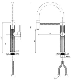 Смеситель для кухни ESKO Kitchen K51B черный